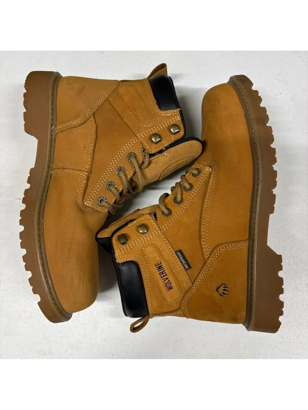 Wolverine Waterproof Work Boots Mens 9.5 M Wheat Leather Safety Toe W10632 EH